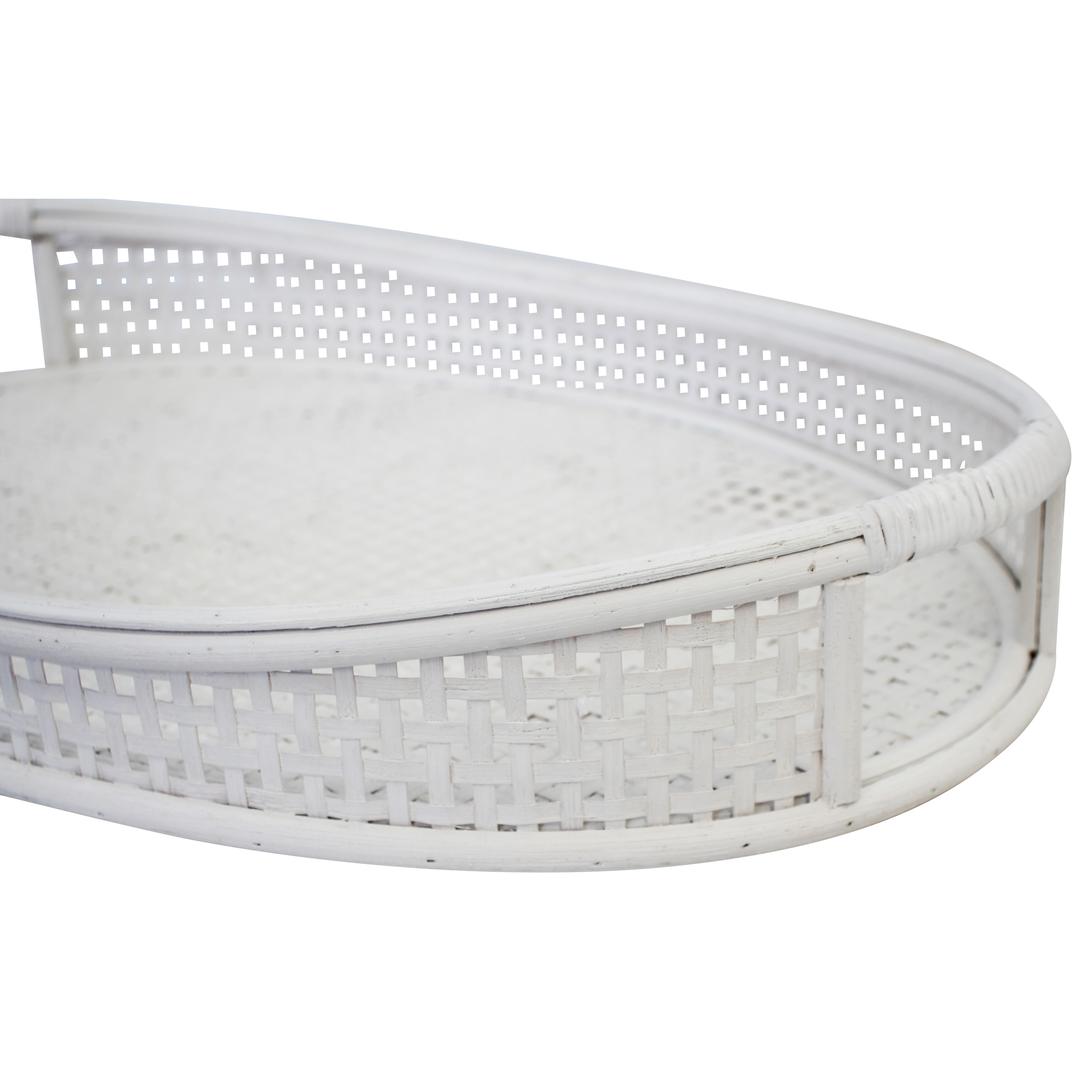 Tray Rattan Oval White