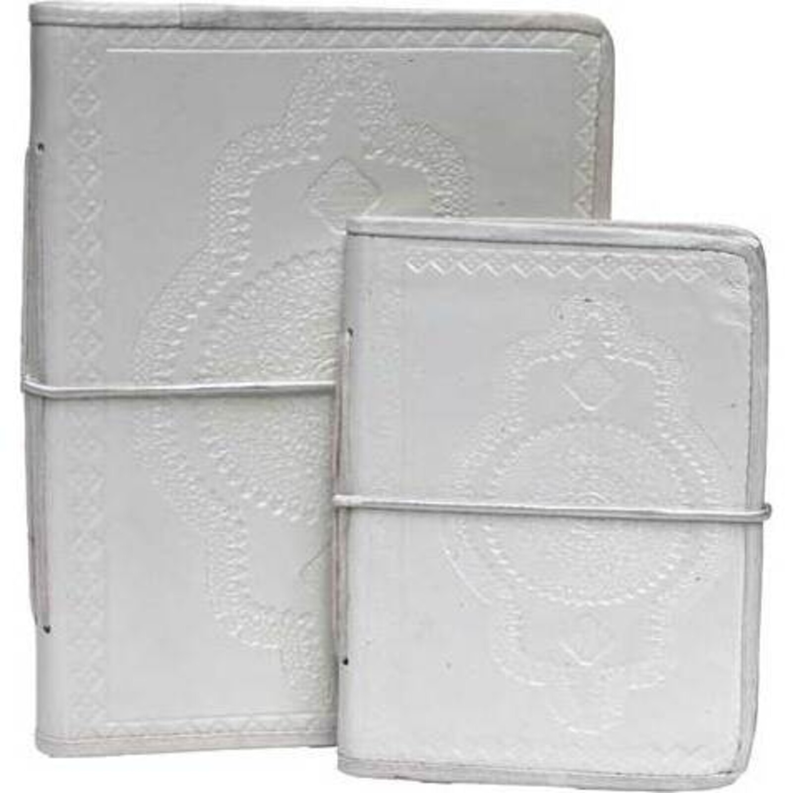 Leather Notebook - Embossed White Small