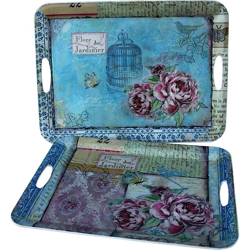 Trays - Cabbage Roses - set 2