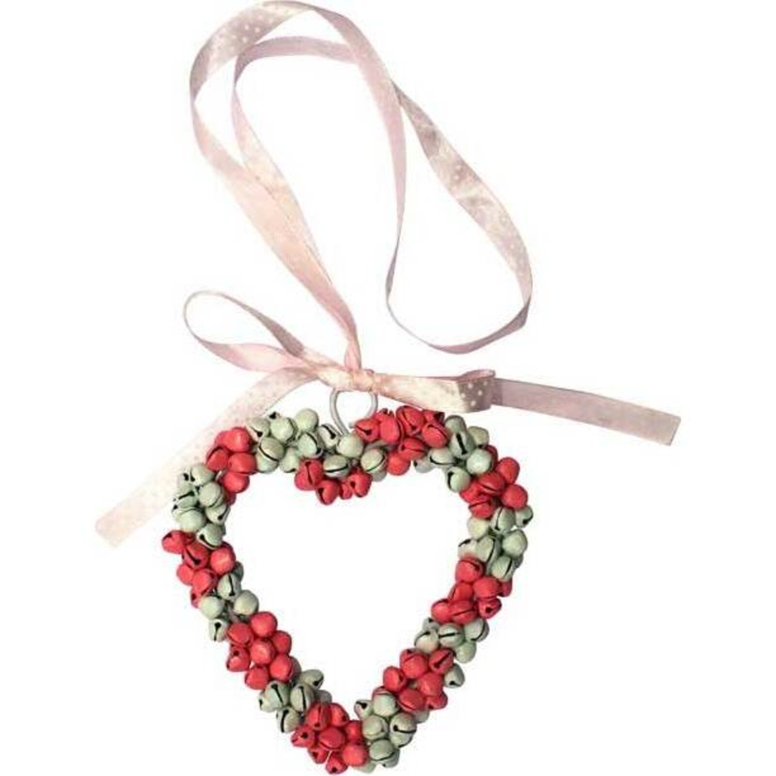 Hanging Bell Heart Pink White