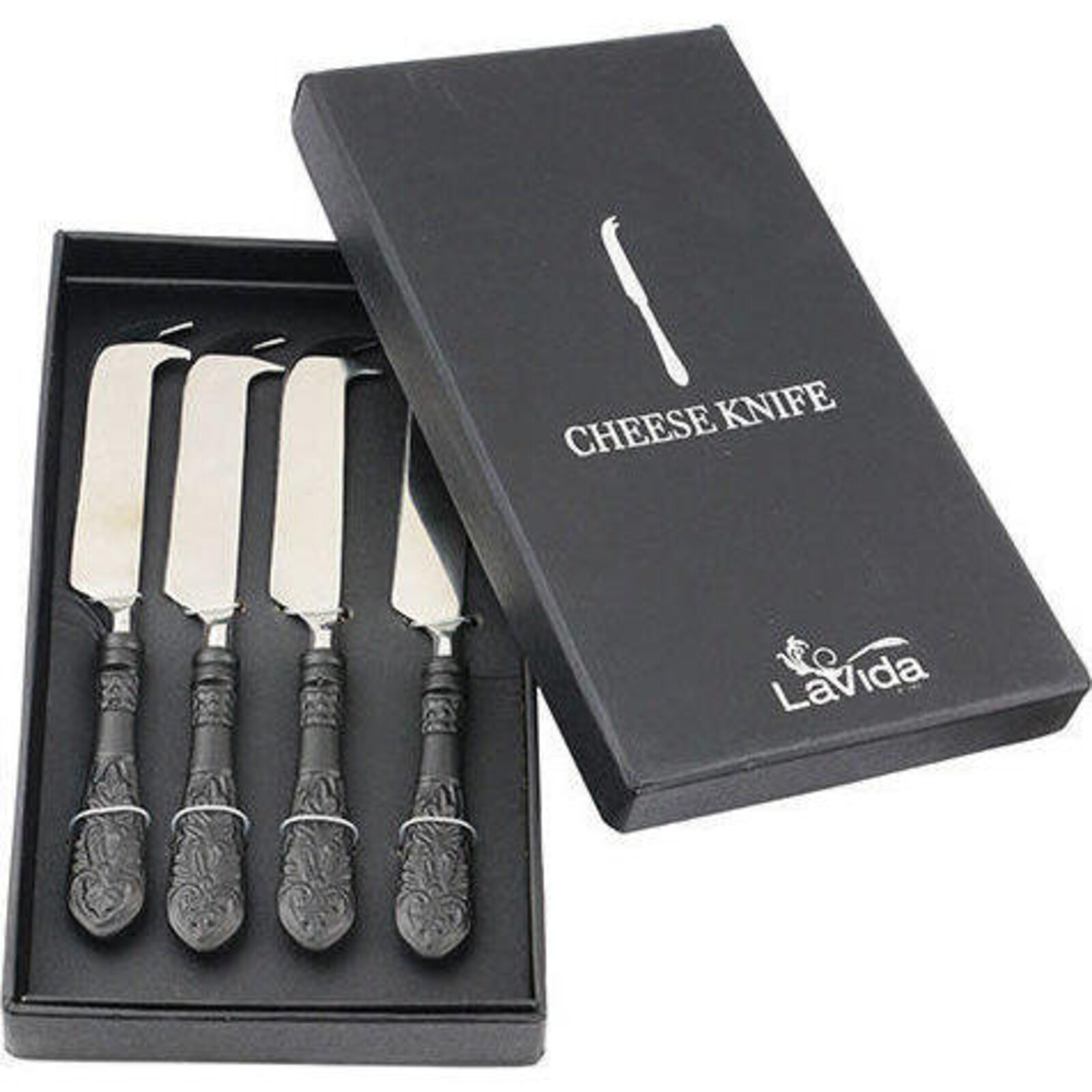 Cheese Knife Baroque Black S/4