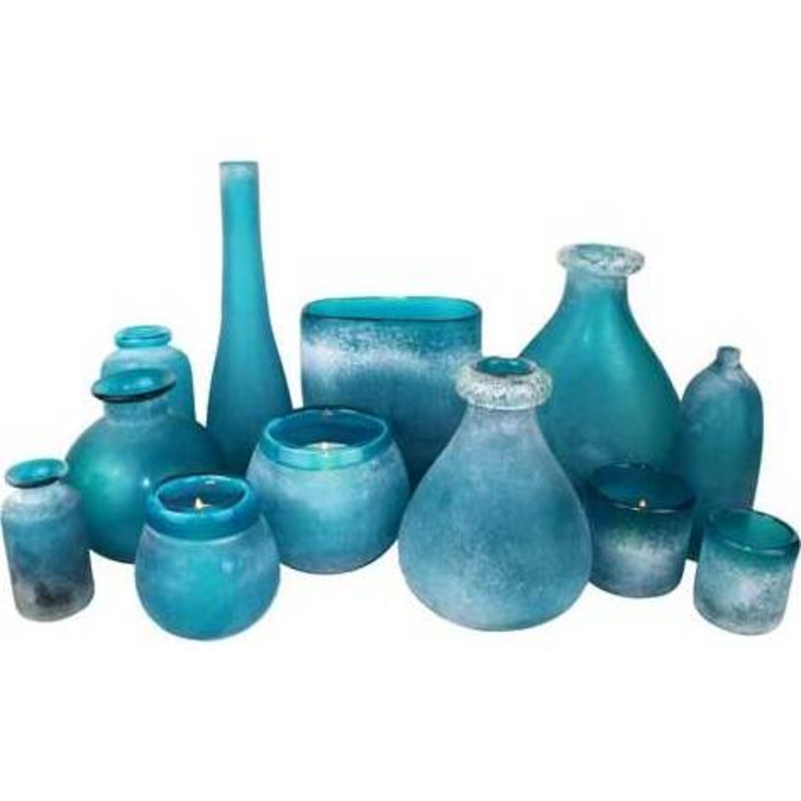 Glass Vase Teal Long