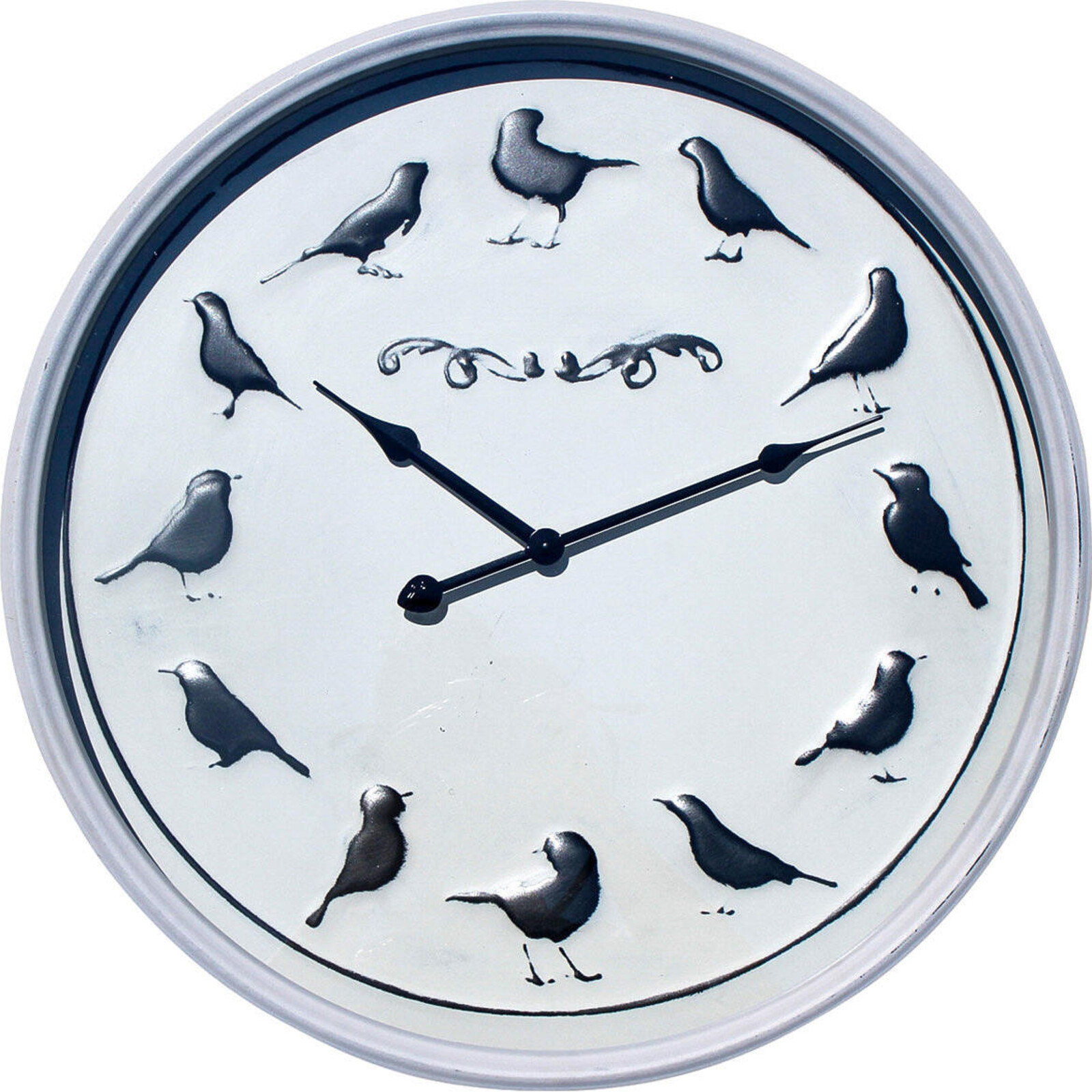 Clock Black Bird W/Grey Frame 48cm