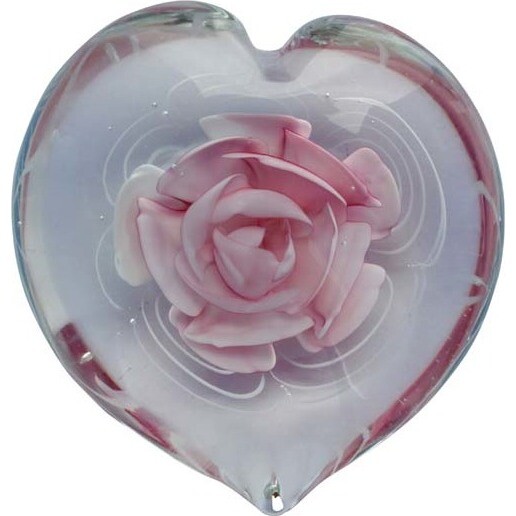 Heart Paperweight - Pink Rose