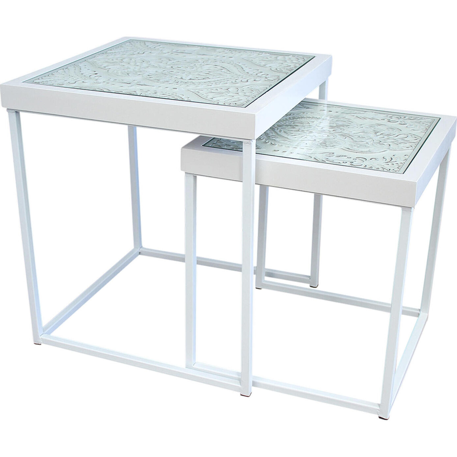 Side Table Square White/White S/2