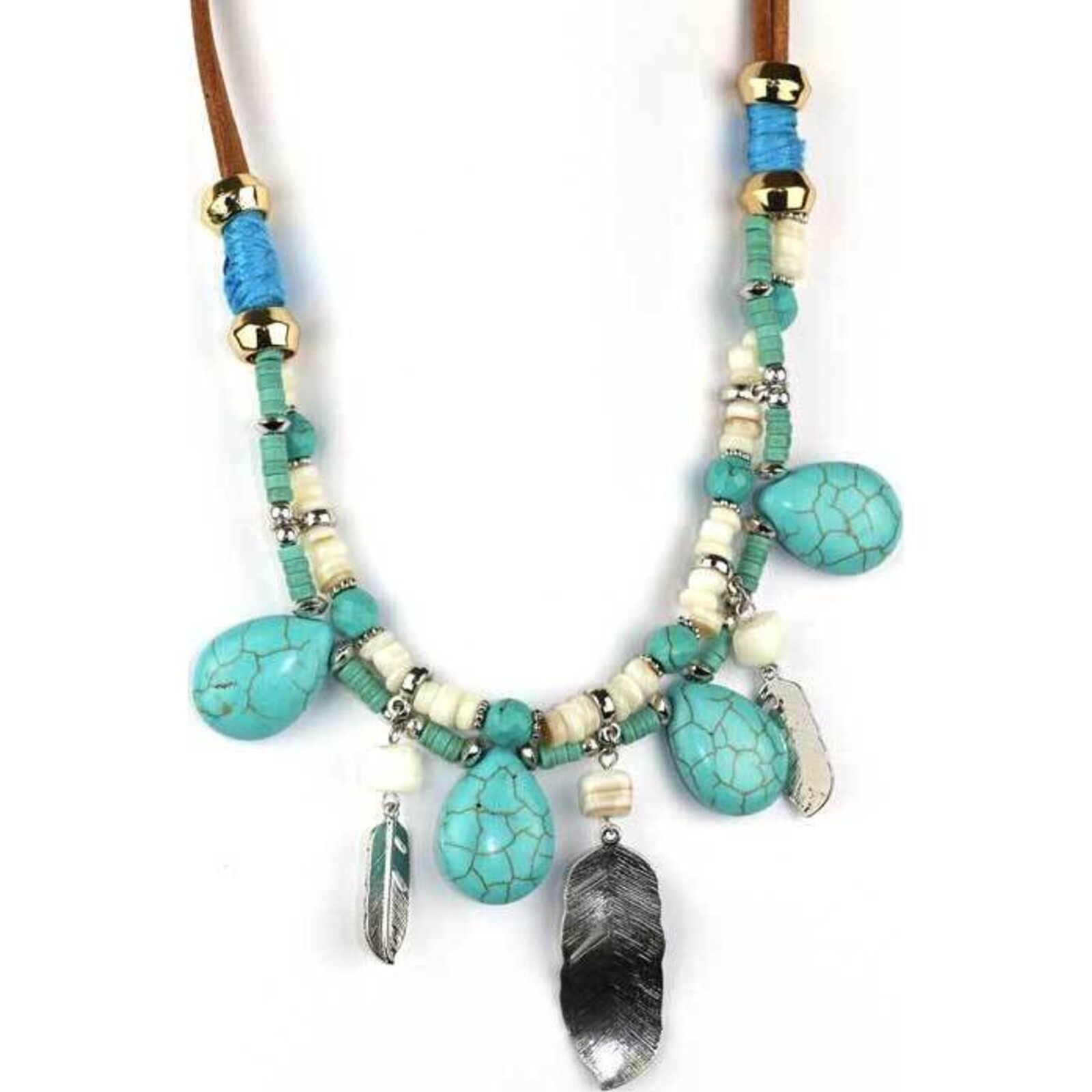 Necklace Feather Turquoise
