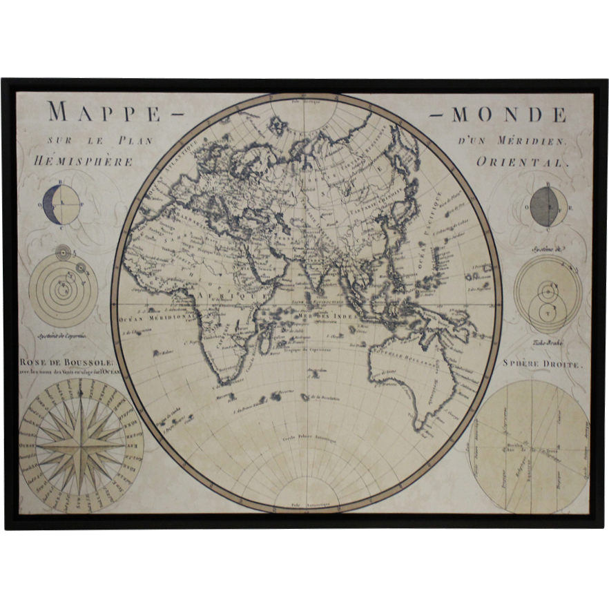 Framed Canvas Globe Map