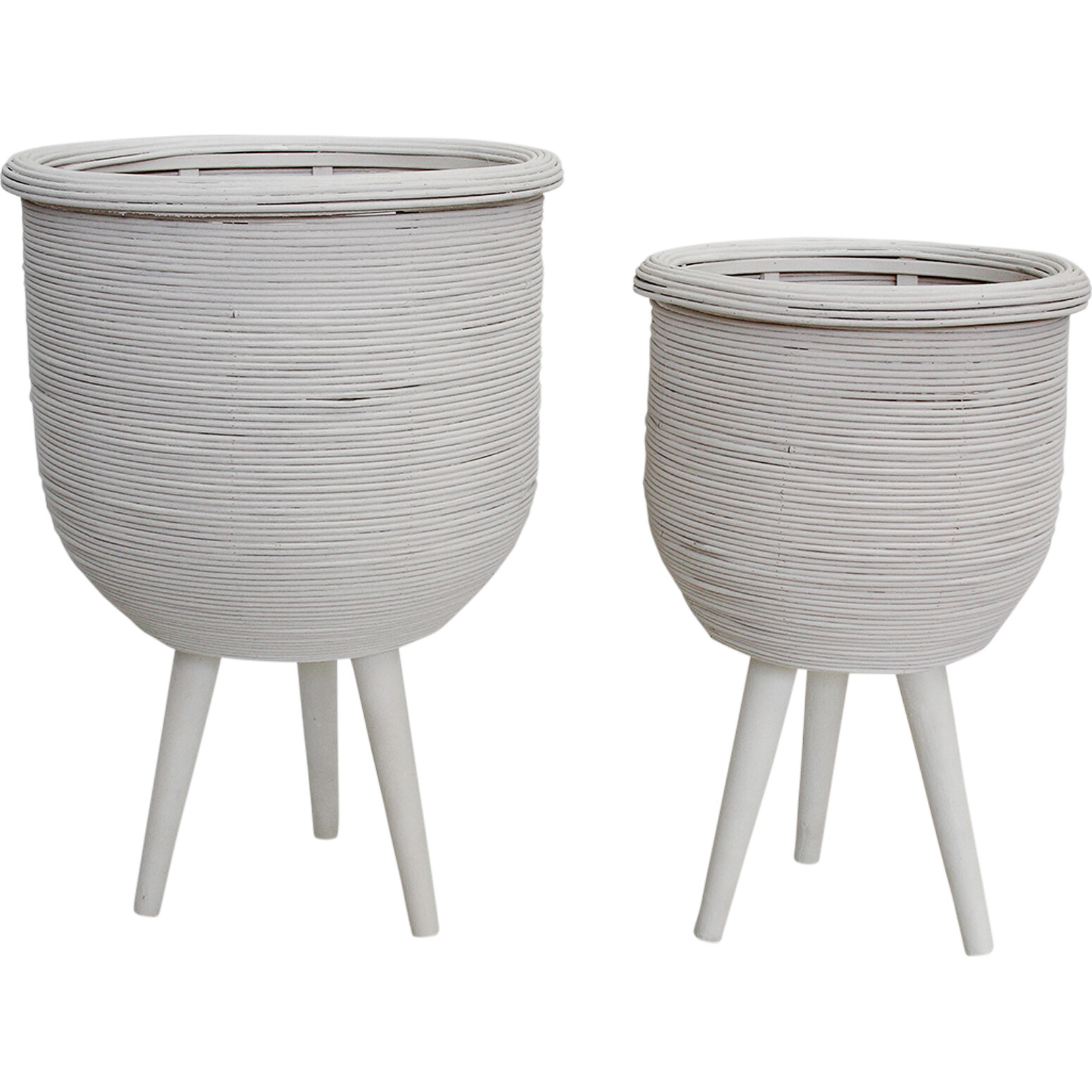 Planter Campania Rattan White S/2