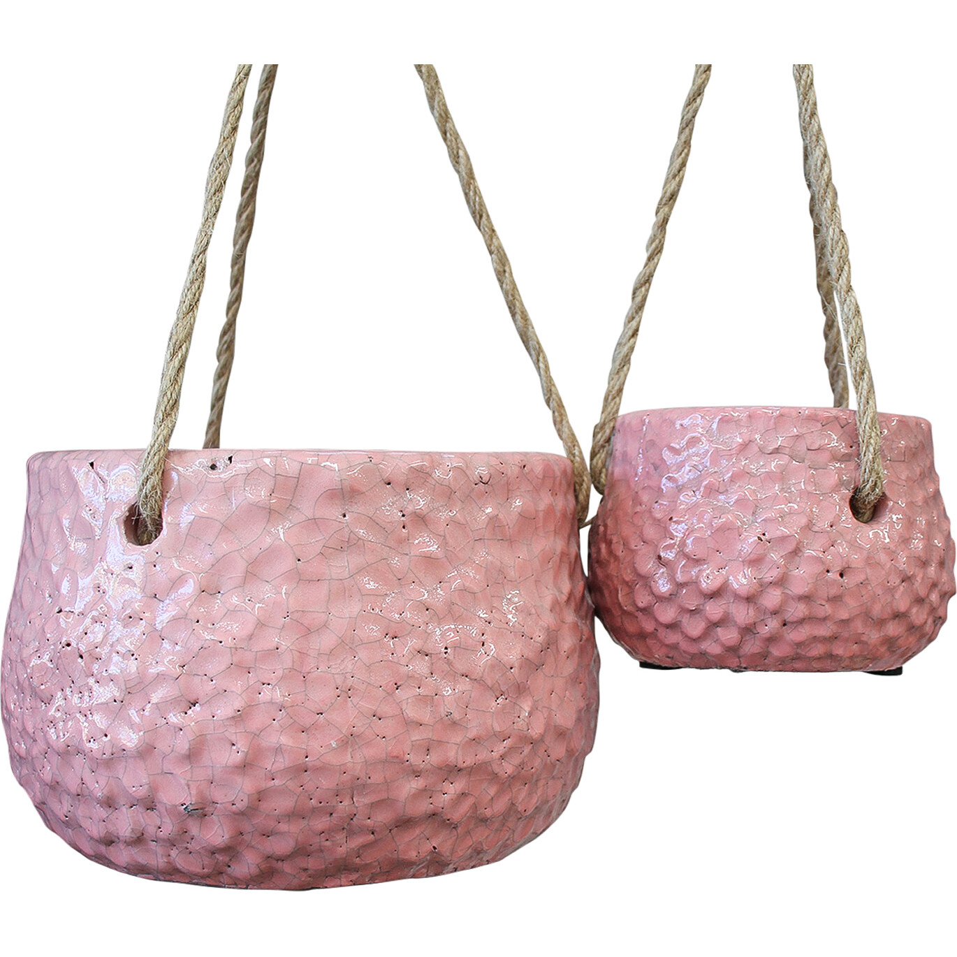 Hanging Pot Flower Pink S/2