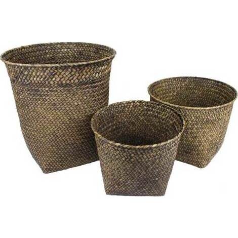 Woven Baskets Blackwash S/3