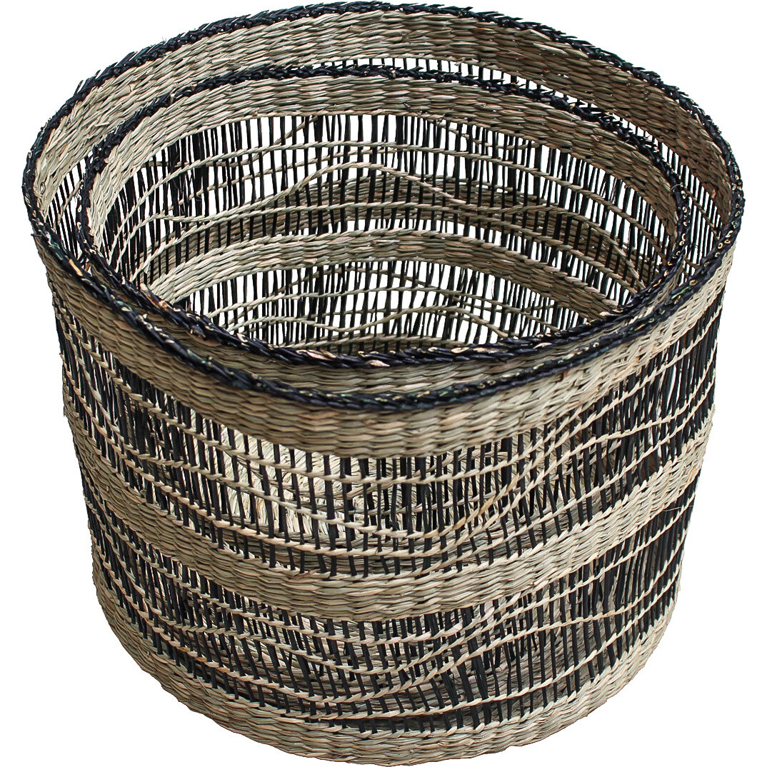 Woven Seagrass Round Basket S/2