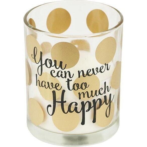 Glass Votive Happy