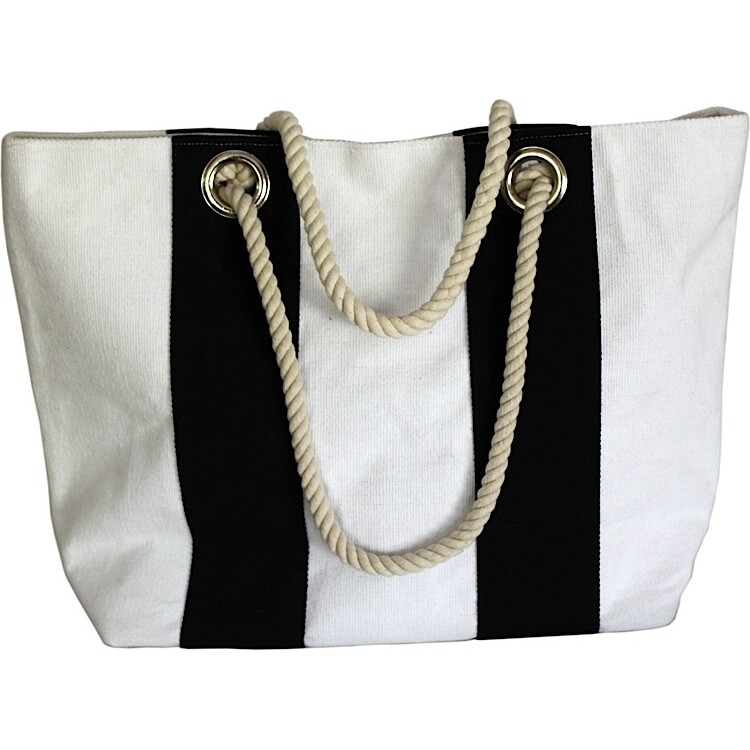 Beach Bag - Doby Stripe Large - Black