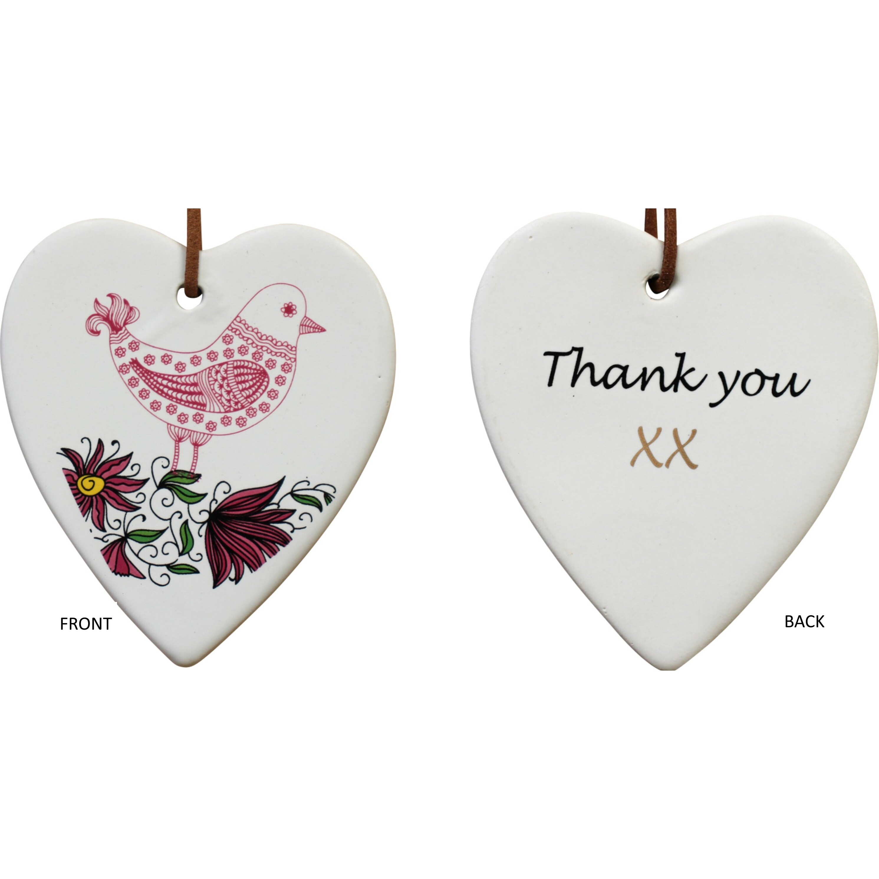 Hanging Heart Bird Raspberry Thank You