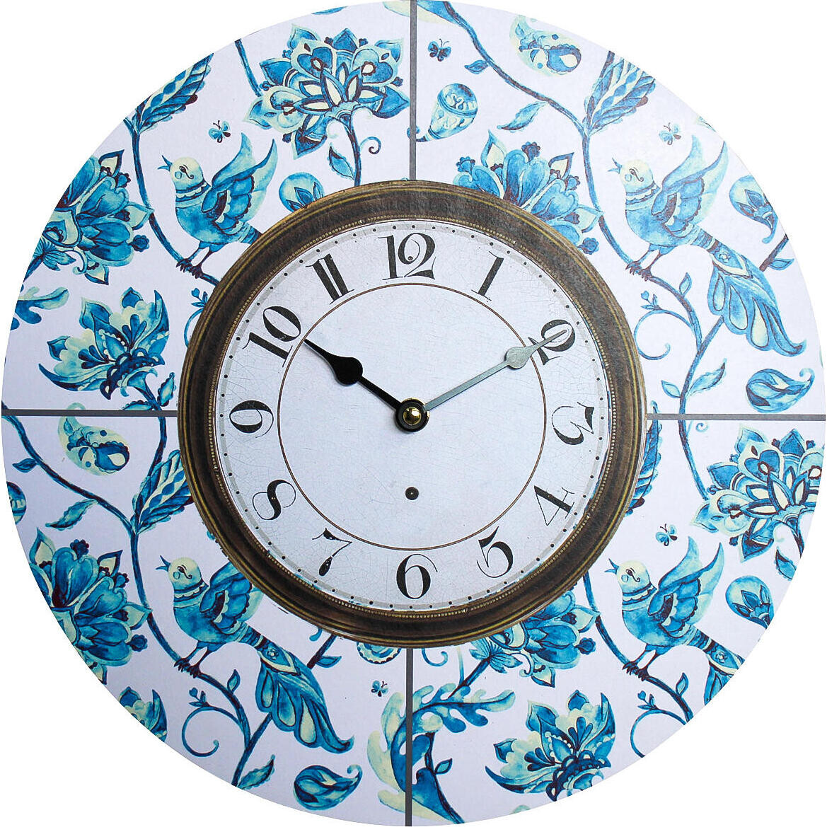 Clock Vintage Blue Bird 34cm