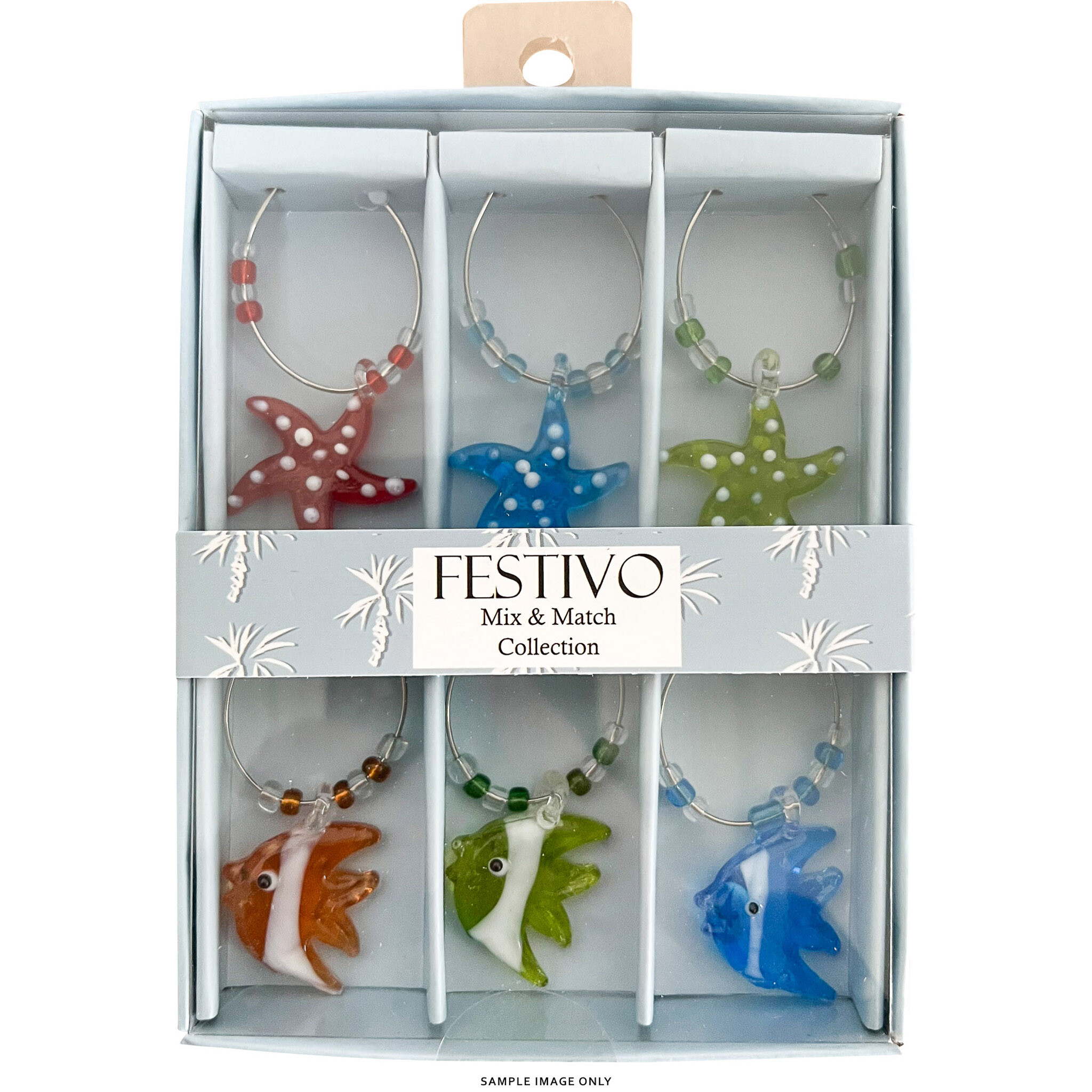 Wine Charms Fish/Starfish S/6