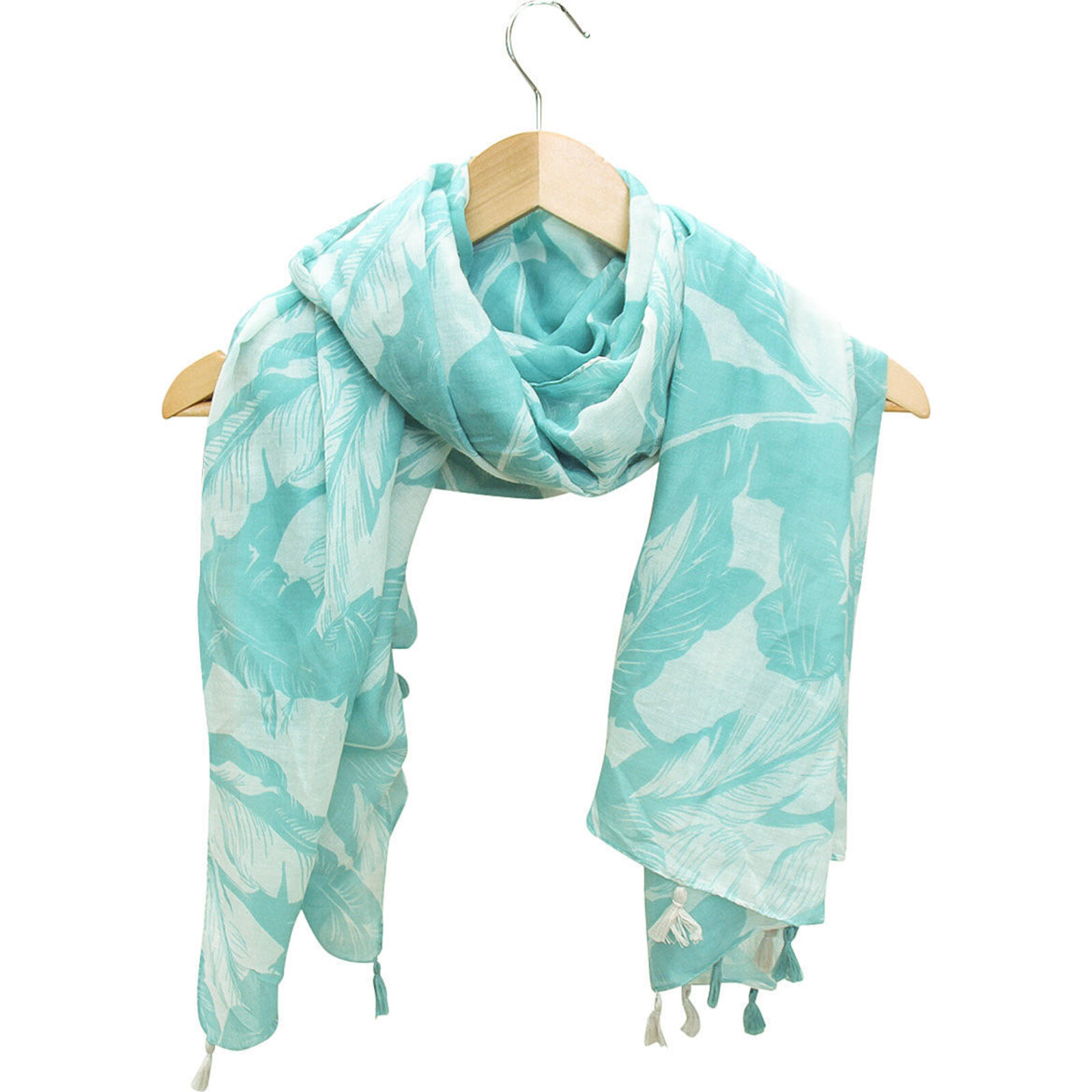 Scarf Light Blue Feathers