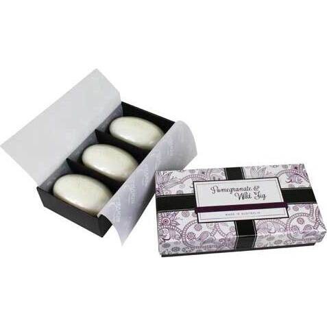 Pomegranate & Wild Fig Boxed Soap  S/3 