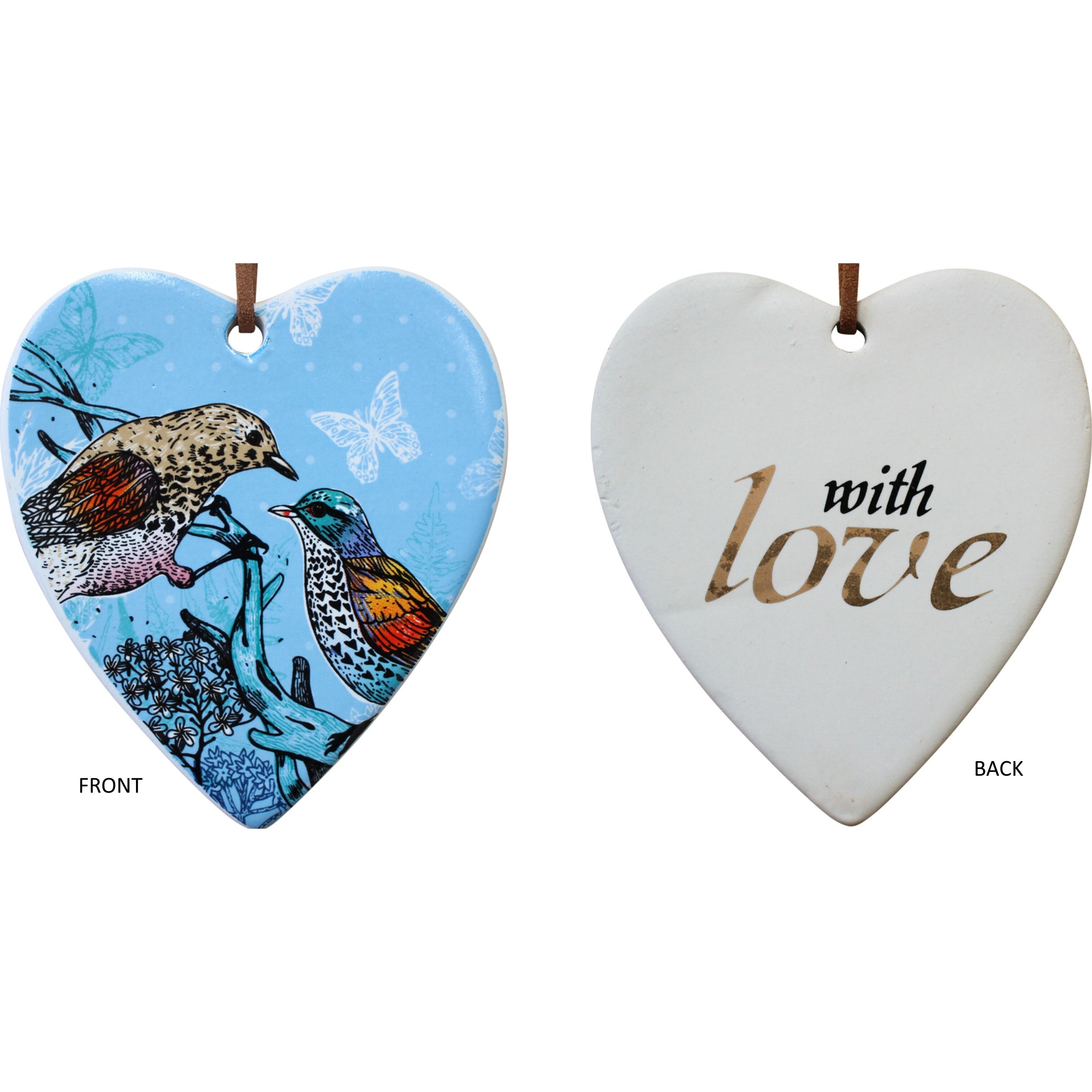 Hanging Heart Aqua 2 Bird