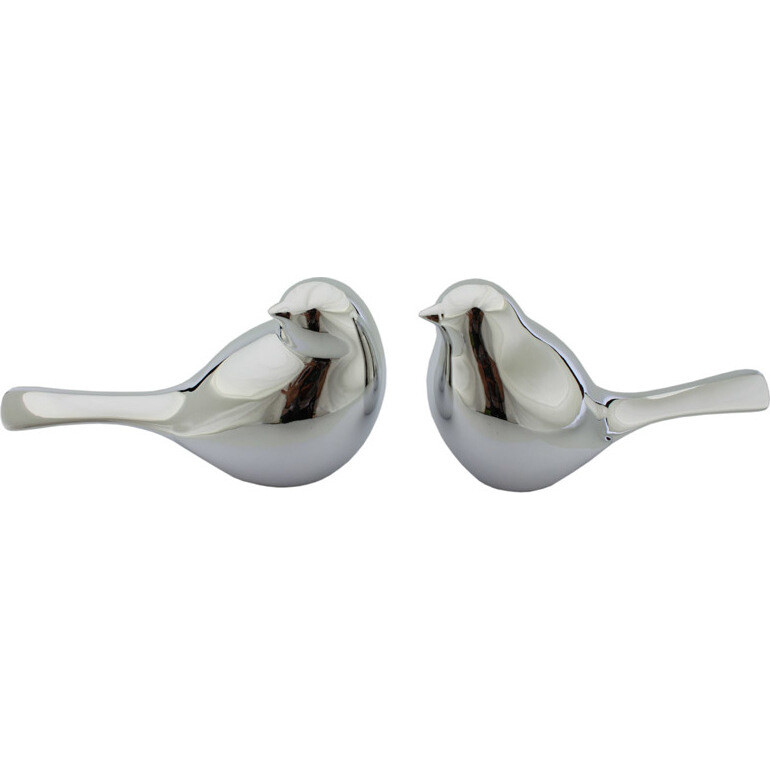 Porcelain Silver Bird - set 2 - Large