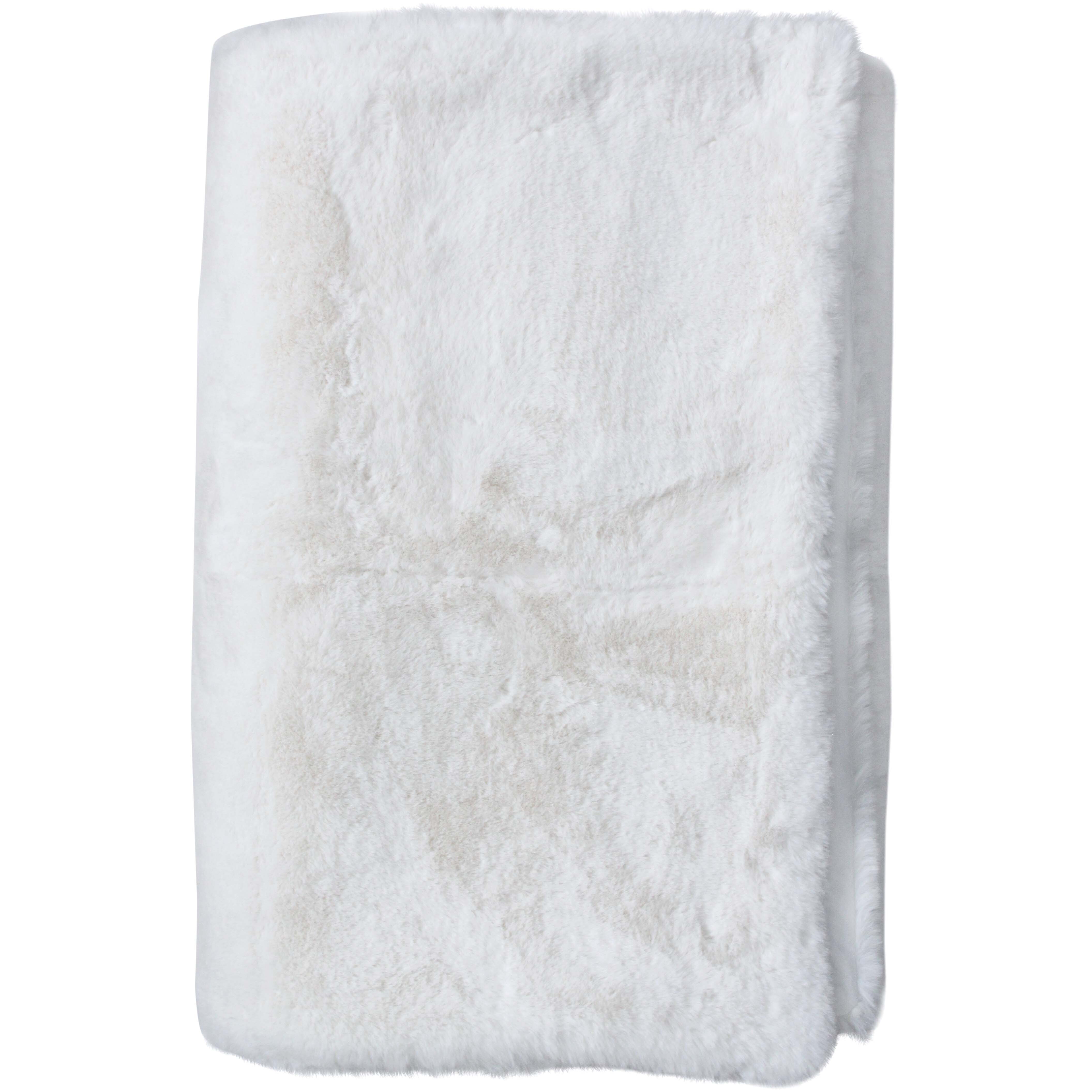 Faux Fur Blanket Ivory White