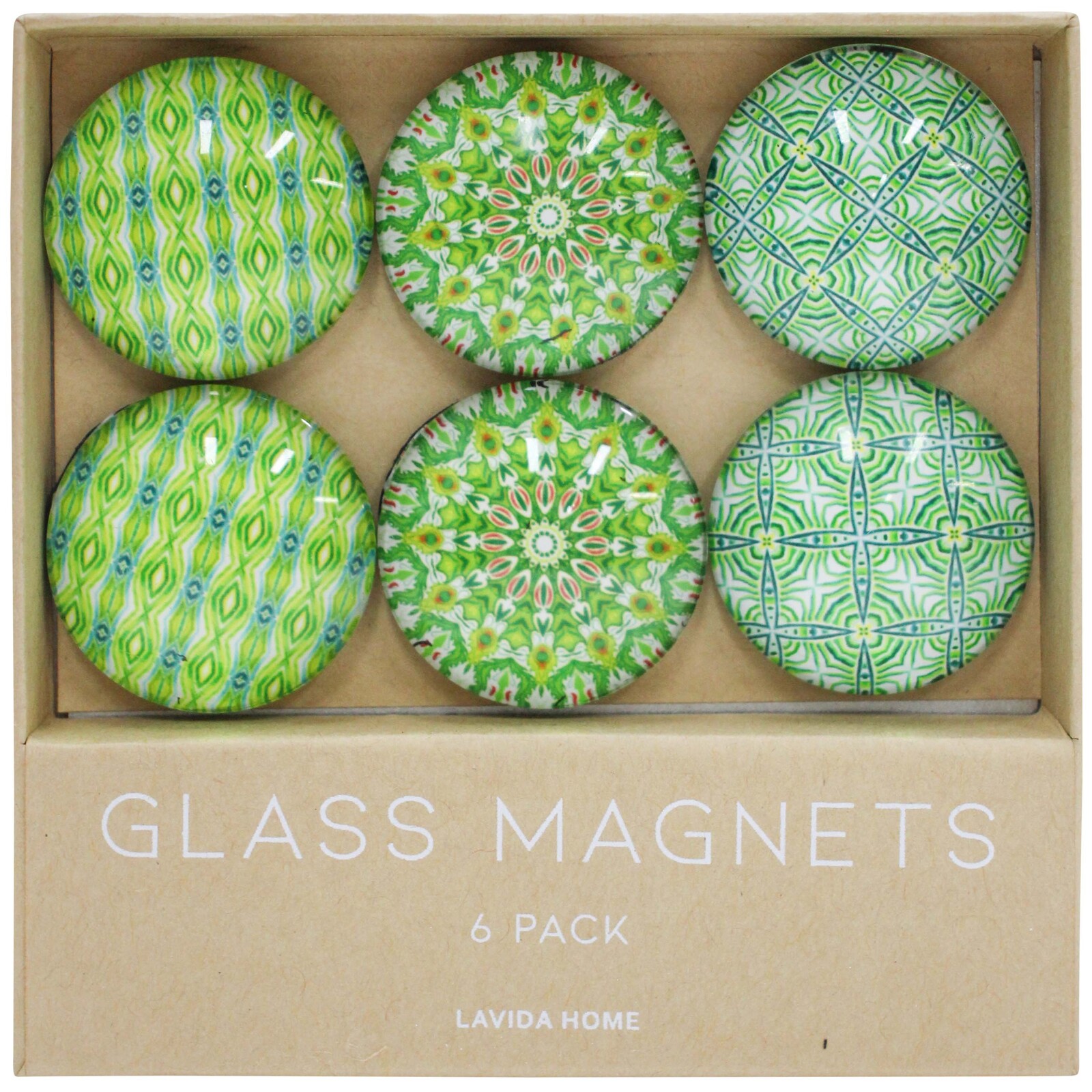 Glass Magnets S/6 Green with Envy