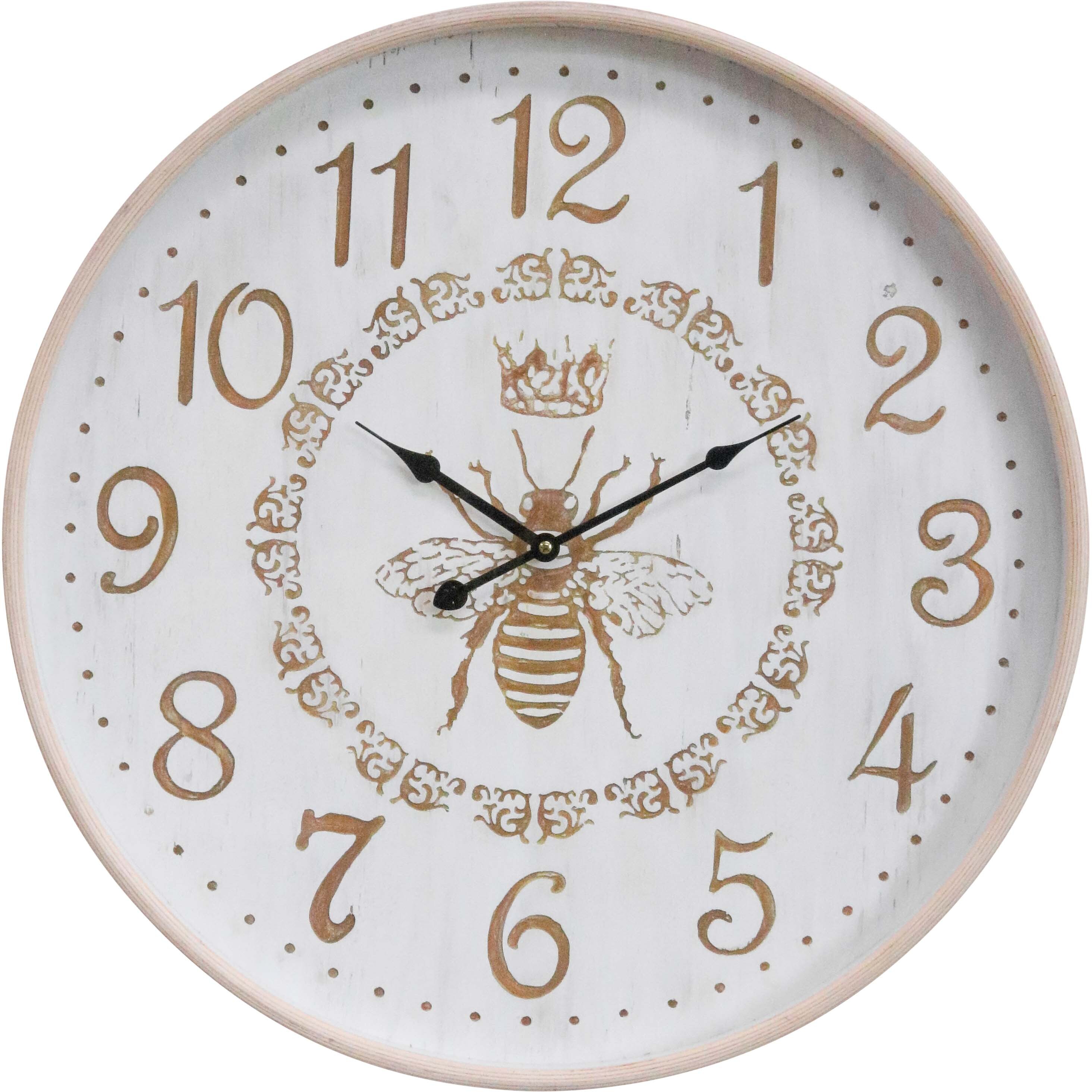 Clock Bee 60cm Engraved/Glass