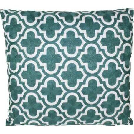 Cushion Teal Quatrefoil