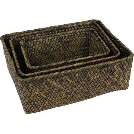 Woven Baskets Blackwash S/3