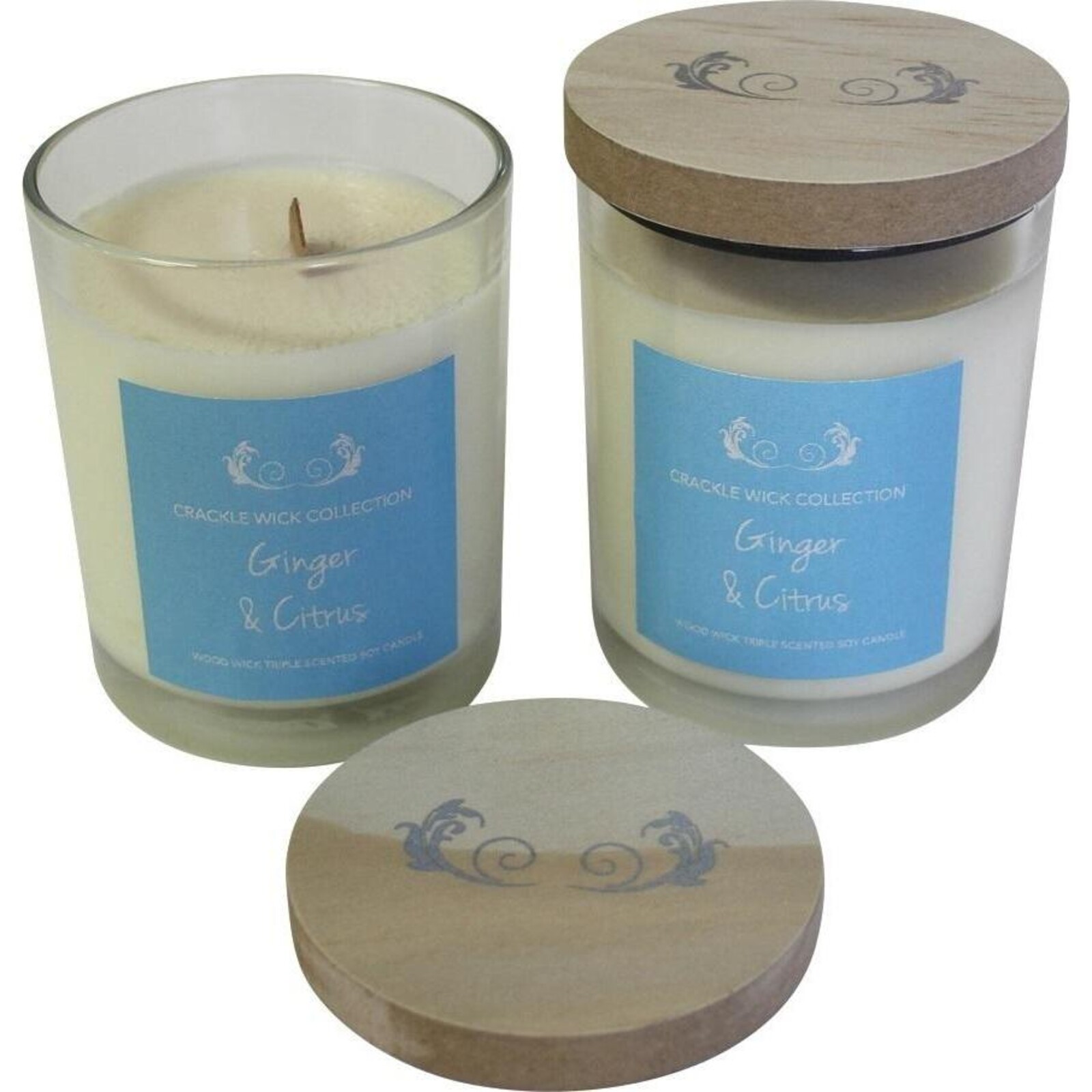 Candle Soy Crackle Wick Ginger & Citrus Sml