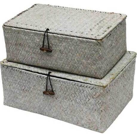 Woven Box Large Whitewash S/2