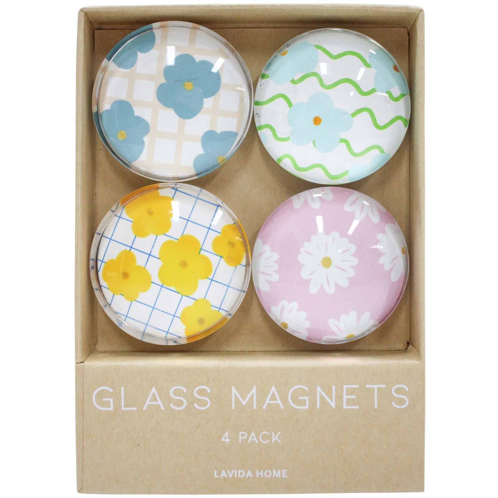 Glass Lrg Magnets S/4 Flower Punch