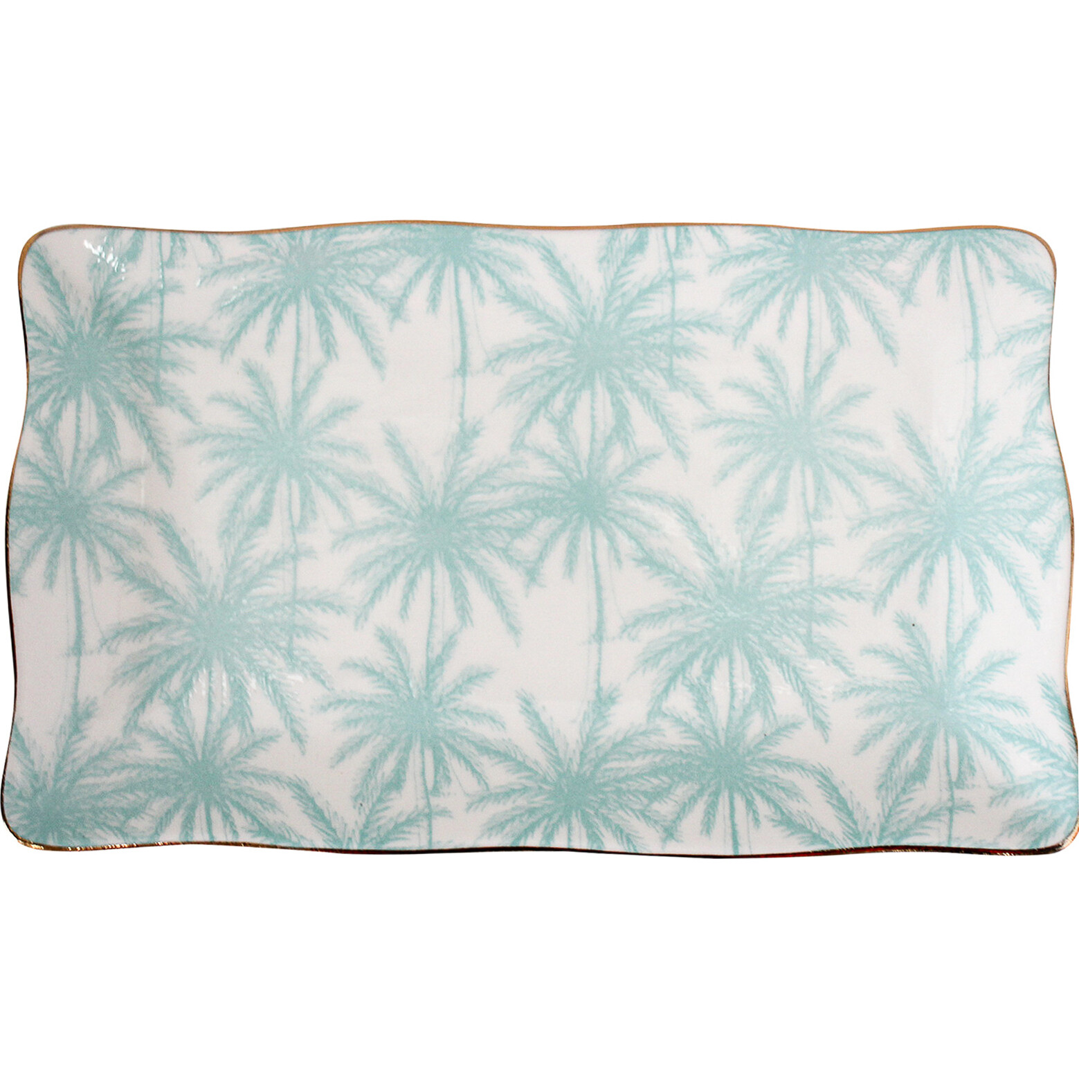 Plate  Rec Palm Aqua