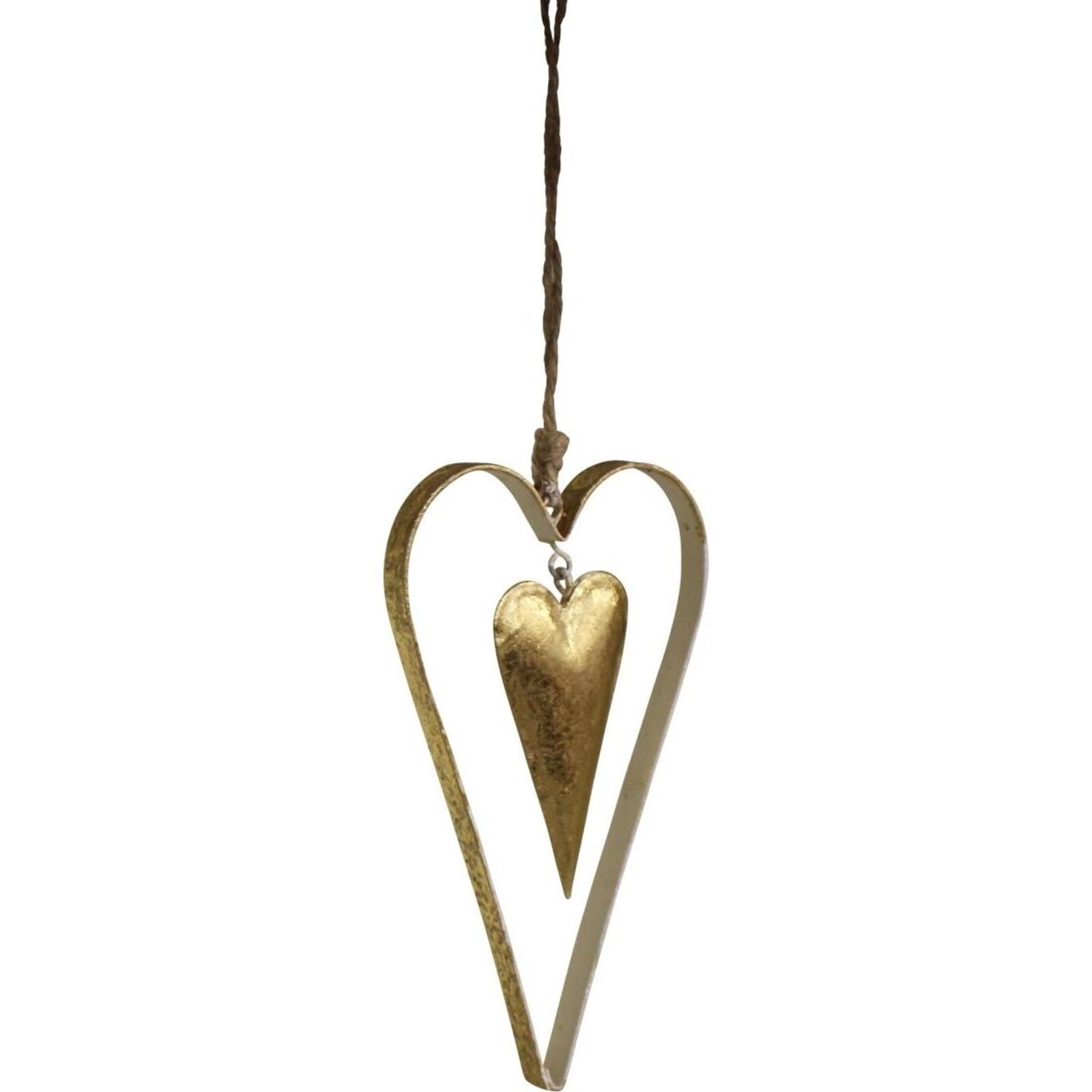 Hanging Double Heart Gold