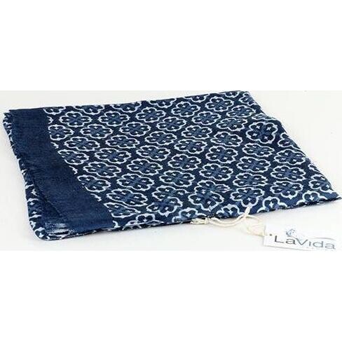 Linen Scarf Fleur Navy