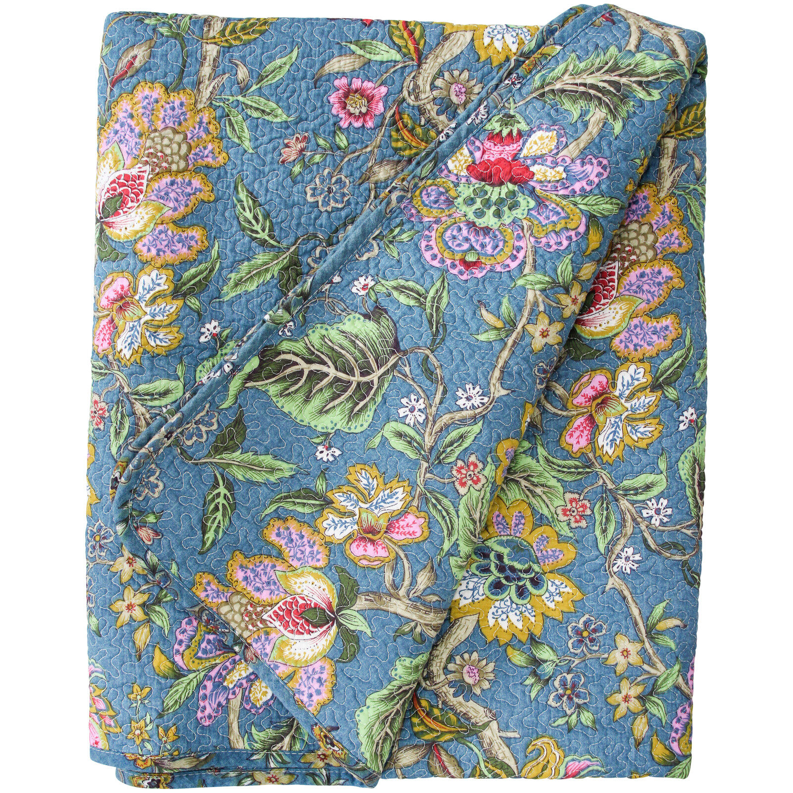 Quilted Throw/ Bedspread Spring Navy