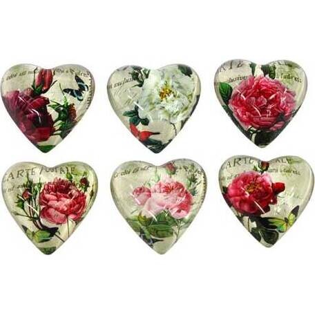 Magnets Heart Rose set 6