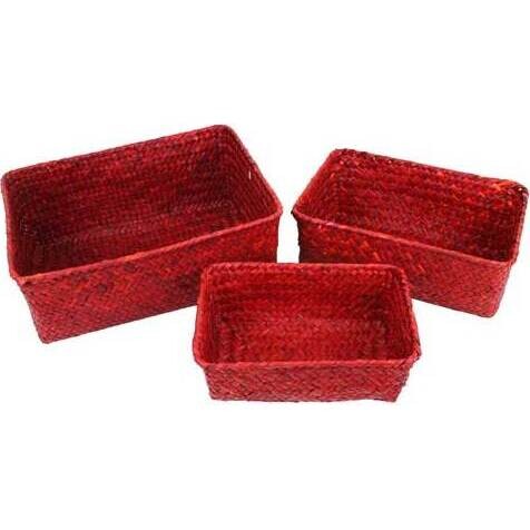 Woven Baskets Red S/3