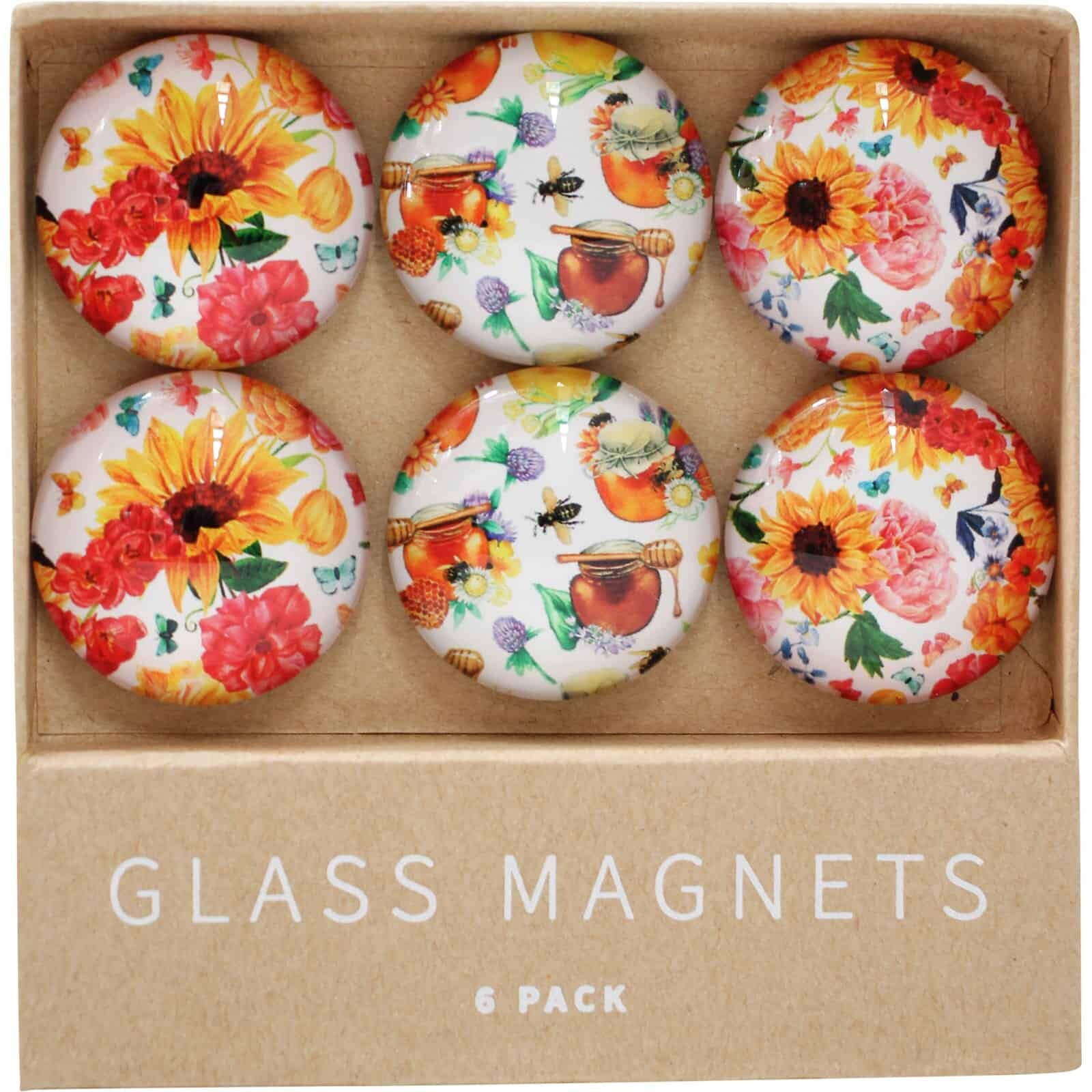 Glass Magnets Sunflower S/6