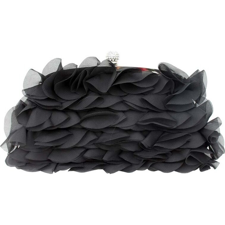 Evening Purse - Black Ruffle 