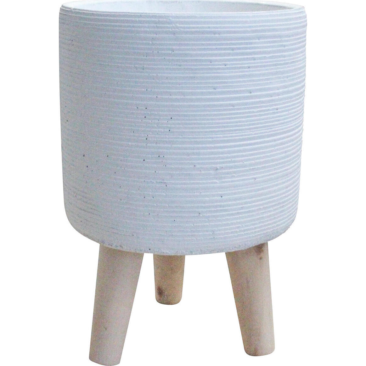 Planter White Ribb Cylinder