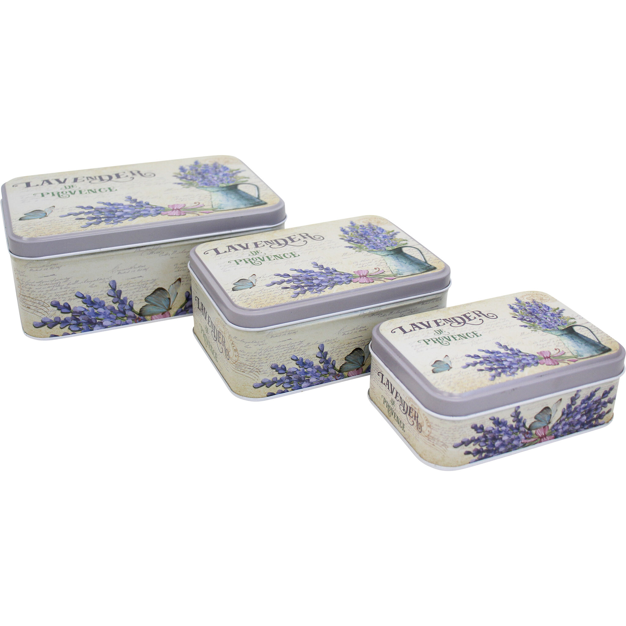 Tins S/3 Lavender Rect