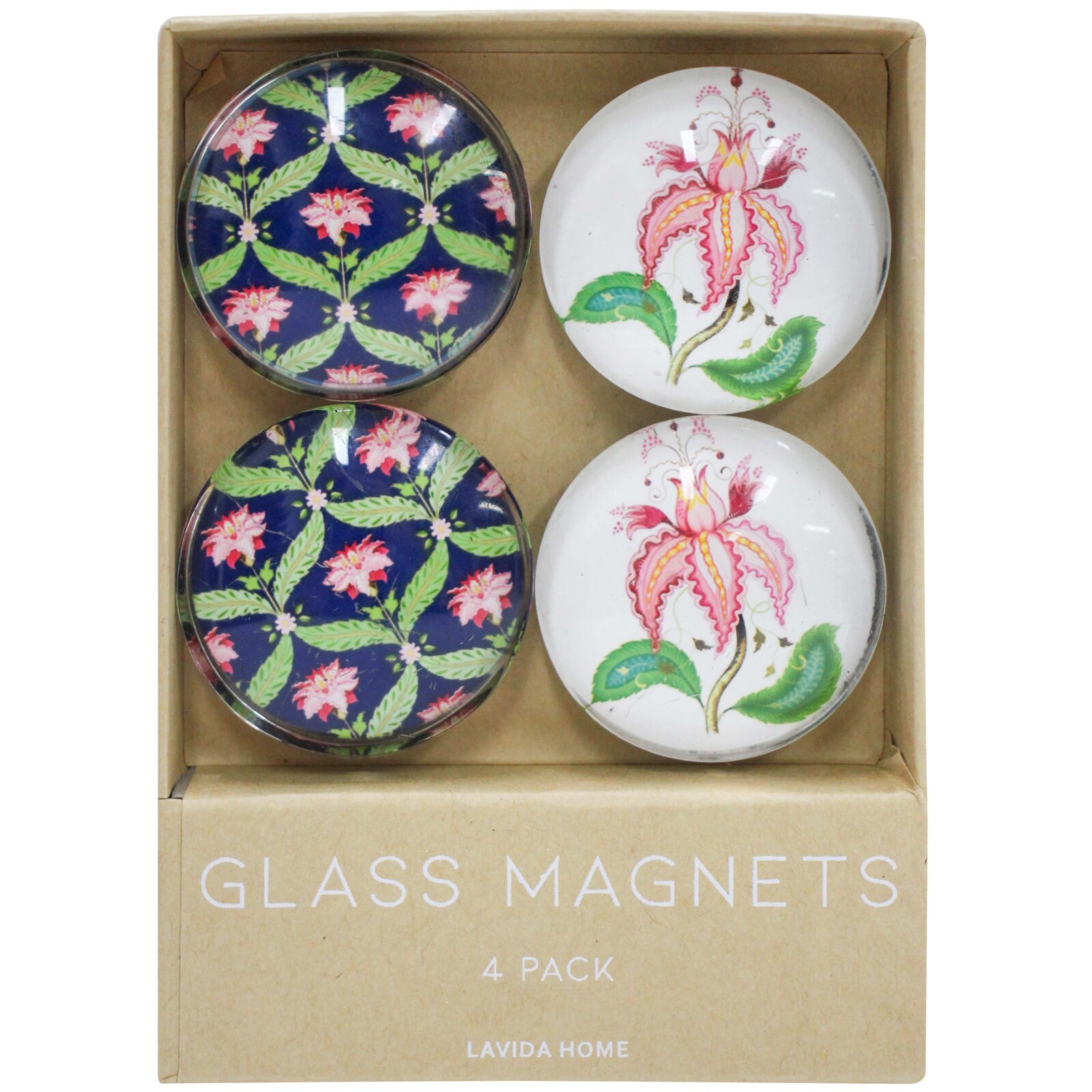 Glass Lrg Magnets S/4 Heavenly Flower