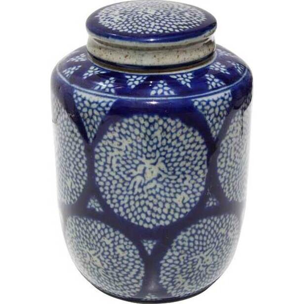 Lidded Jar Sunflower Blue Medium