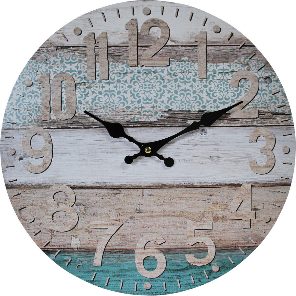 Clock Mixed Media Aqua 34cm