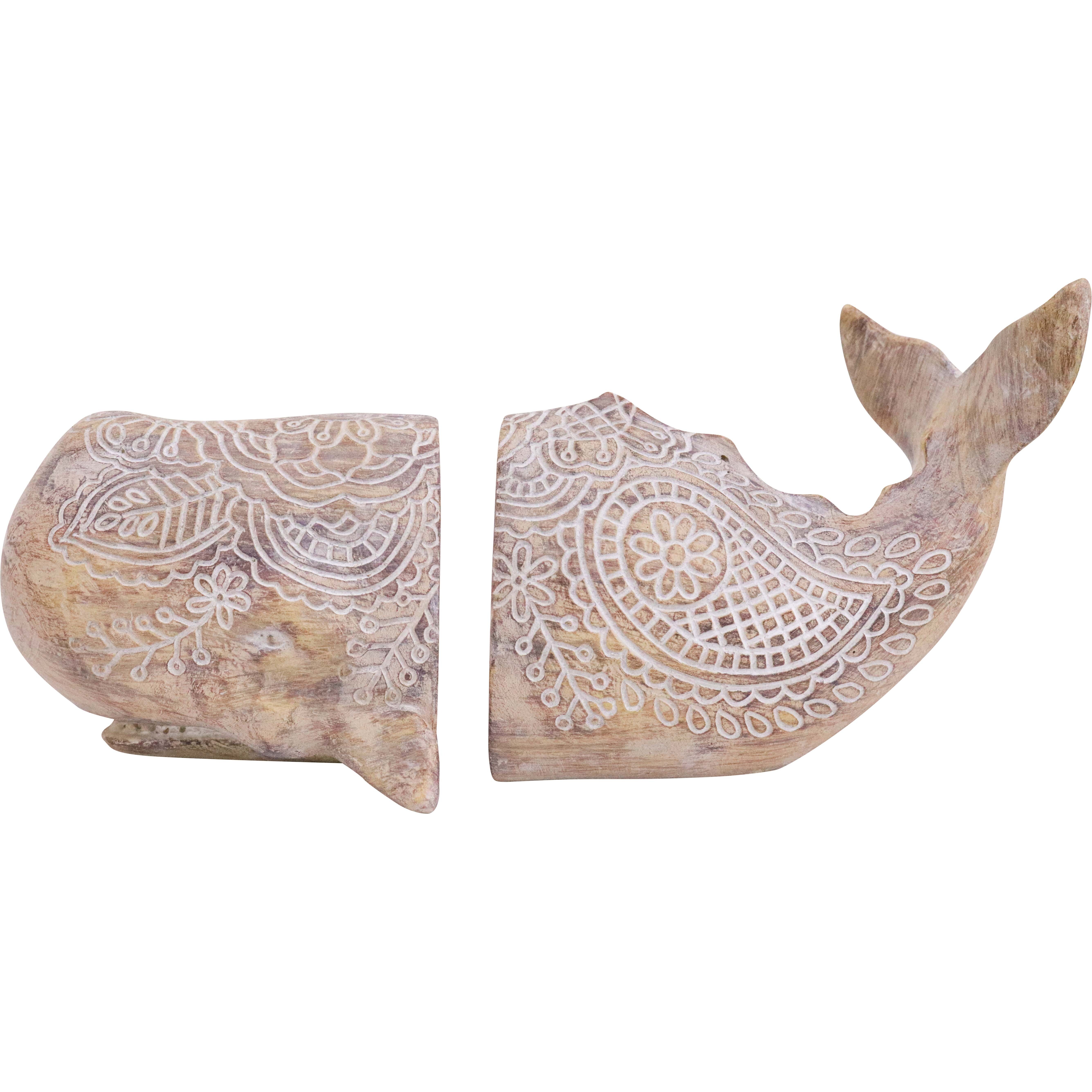 Whale Bookends Boho Natural