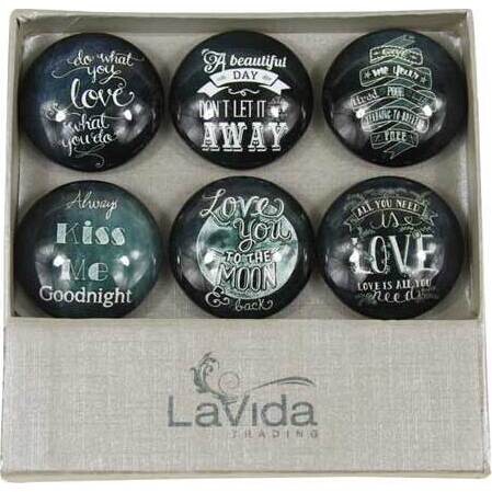 Glass Magnets Chalkboard Love S/6