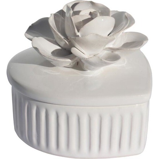 Heart Trinket Box - Peony White