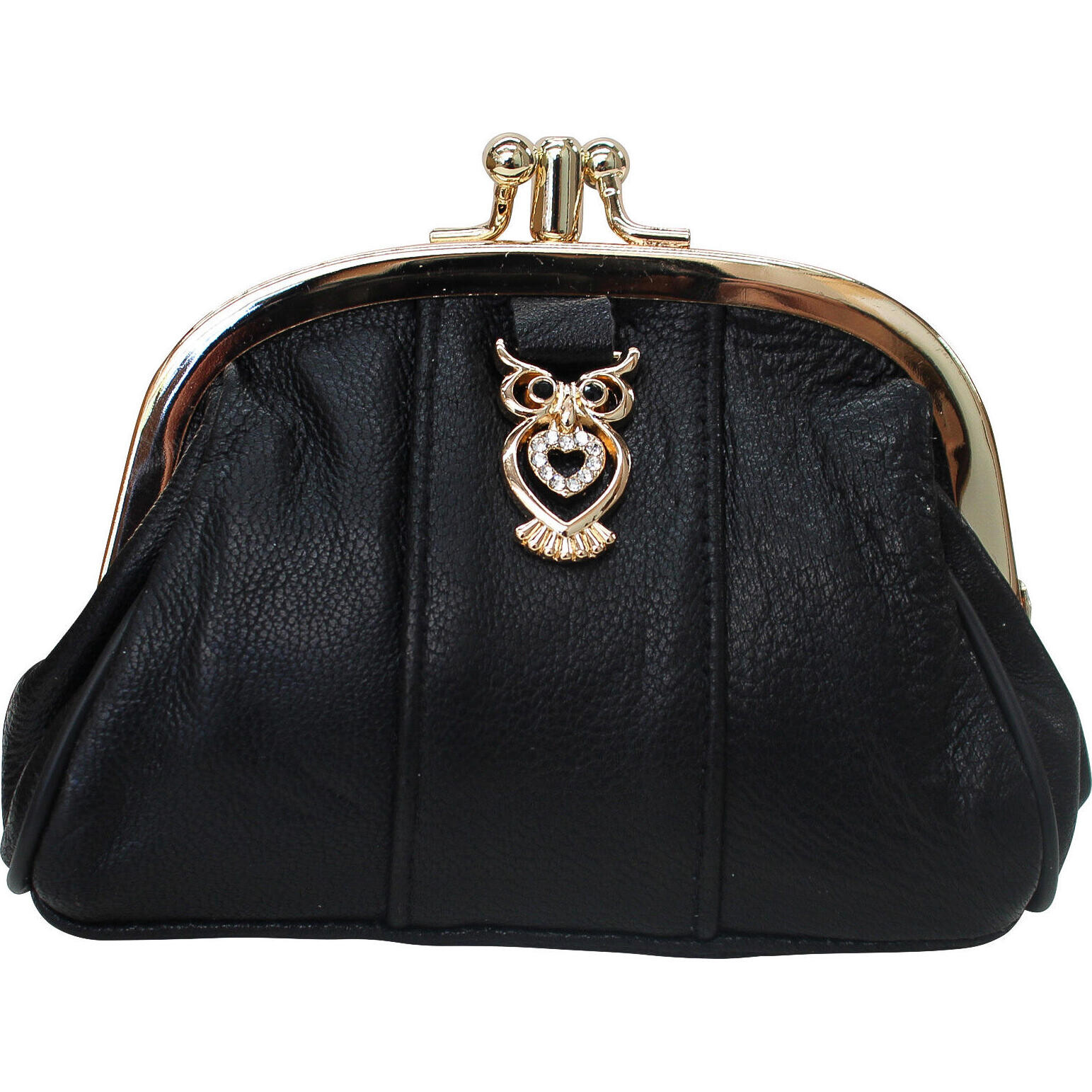 Leather Purse Owl Black