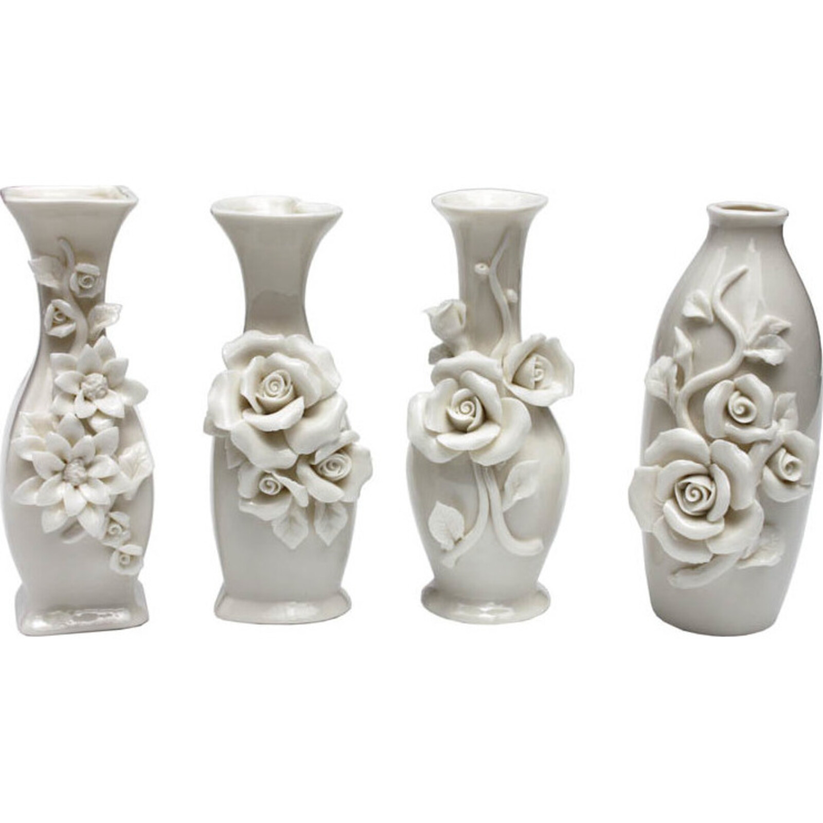 Petite Vase - White Rose - set 4